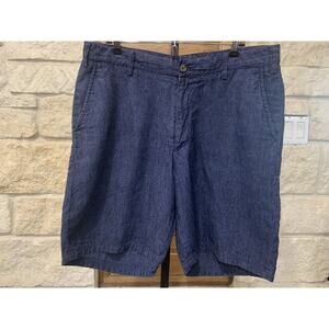 Turtleson Men's 100% Linen Shorts Dark Blue 10” Inseam Size 36